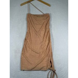 Les Benjamins Pinky Sand One Shoulder Ruched Bodycon Dress LB22RETMJFUDR-003 S